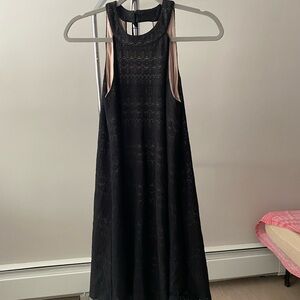 Black Lace A-Line Sleeveless Dress